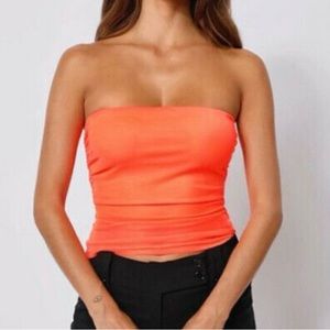 TigerMist Neon Coral Tube Top Size Small